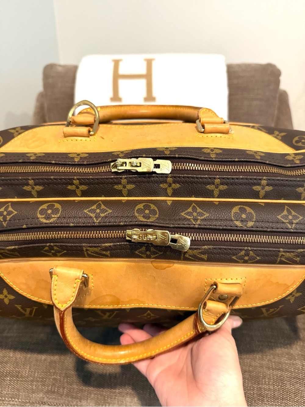 Authentic Louis Vuitton Alizé Poche travel bag M41393 brown monogram LV unisex - Picture 9 of 16